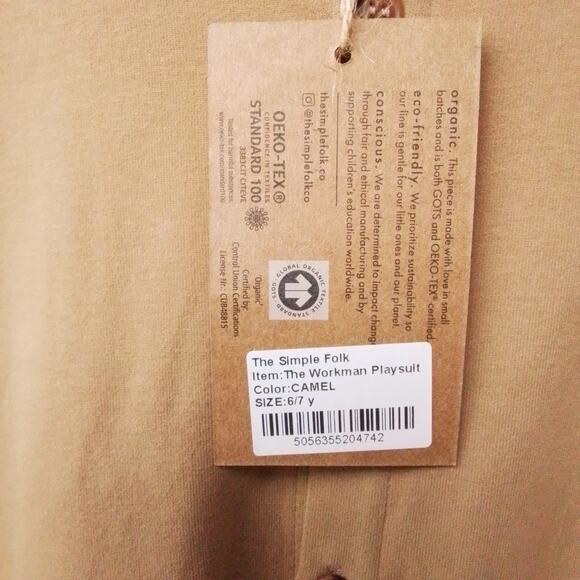 The Simple Folk Workman‎ Playsuit Camel Size 6/7 Years In Camel - Picture 10 of 10